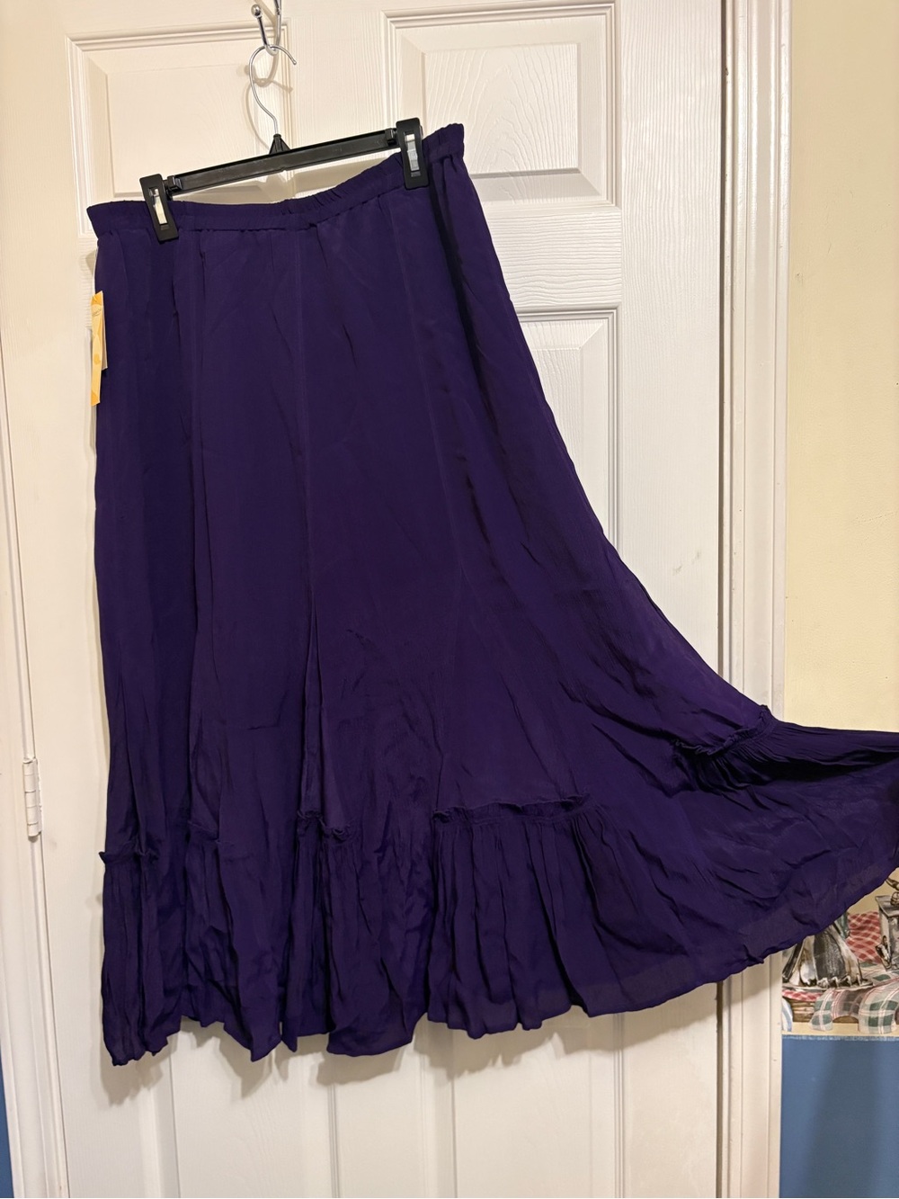 Coldwater Creek Deep Purple Flowy Maxi Skirt Ruffle Godet Gypsy NWT - Picture 1 of 11